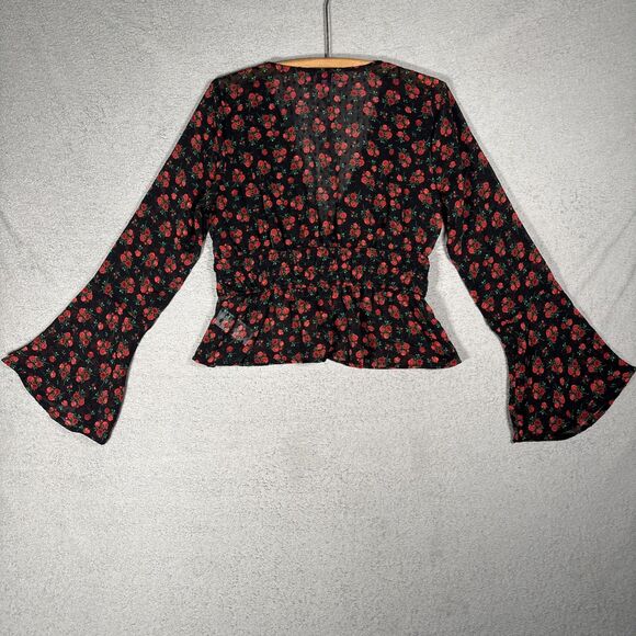 Mi Ami Francescas Top Size L Babydoll Rose Sheer Whimsigoth Dark Fairy Witchy - Picture 13 of 14